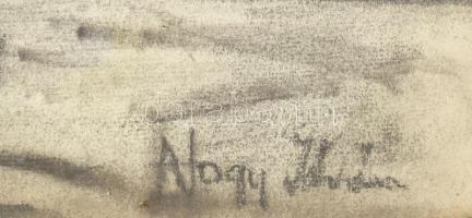 Nagy István jelzéssel: Táj. Szén, papír. Üvegezett fakeretben. 35x48 cm