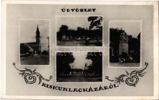 Kiskunlacháza, Hősök szobra, templom (fl)