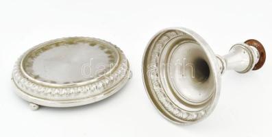 Talpas kínáló fém szereléke, tálca nélkül, kopással, m: 18,5 cm