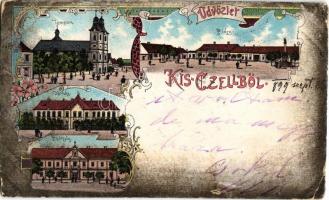 1899 (Vorläufer) Kiscell, Kis-Czell, Celldömölk; Templom, Piac, kórház, apátság. Art Nouveau, floral, litho (EK)