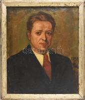 Jelzés nélkül, magyar festő: Párizsi portré, 1934. Olaj, vászon, sérült. 55,5x46,5 cm