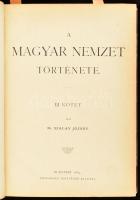 Szalay József - [Bodon József, az első kötet szerzője]: A magyar nemzet története. III-IV. köt. Bp., 1884, Weiszmann Testvérek. Szövegközi és egészoldalas illusztrációkkal, facsimile aláírásokkal és kéziratokkal, leszármazási táblákkal. Korabeli aranyozott gerincű félbőr-kötésben, a borítókon és gerinceken kis sérülésekkel, belül nagyrészt jó állapotban, helyenként kissé foltos lapokkal. A később Baróti Lajos átdolgozásában, 1895 és 1898 között Lampel Róbert kiadásában megjelent és közismertté vált munka (Szalay - Baróti: A magyar nemzet története) alapjául szolgáló eredeti mű két kötete. Ritka!