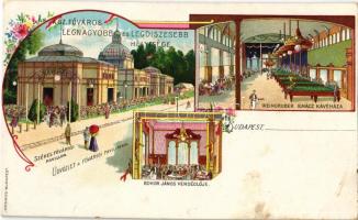 Budapest XIV. Városligeti fővárosi pavillon. Bokor János vendéglője és Weingruber Ignác kávéháza, belső floral, billiárd terem. Kosmos Art Nouveau, floral litho (kis szakadás / small tear)