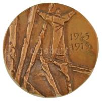 1975. Felszabadulás 1945-1975 egyoldalas bronz emlékérem (96mm) T:AU