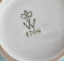 Wallendorf bonbonier. Türkiz fonton aranyszínű zománcfestéssel, jelzéssel, minimális kopottsággal, d...