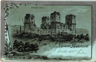 1901 Diósgyőr (Miskolc), várrom este. Gedeon András kiadása. Art Nouveau, floral, litho (EK)