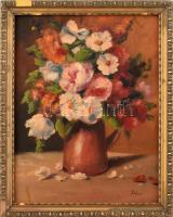 Schéner jelzéssel: Csendélet. Olaj, karton. Dekoratív, kissé sérült fakeretben. 32x25 cm