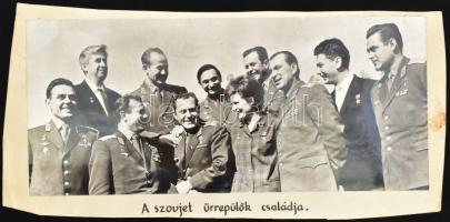 cca 1969-1970 A szovjet űrrepülők családja, kartonra ragasztott fotó, 16×36 cm