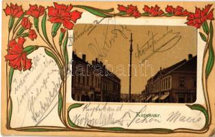 1900 Kaposvár, Korona utca, Geiszler és Pollák József üzlete. Art Nouveau, floral, Emb.