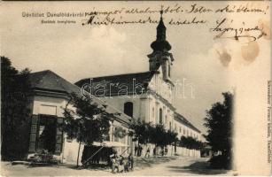 1905 Dunaföldvár, Barátok temploma, Smetana A. üzlete, utcai árus. Schwendtner Ferenc kiadása (fl)
