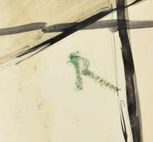 Rácz András (1926-2013): Kompozíció vörössel. Akvarell, papír, jelzett, 40,5x29,5 cm