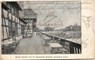 1906 Budapest XIII. Margitsziget, Magyar Athletikai Club Sporttelep clubházának a terasza (Rb)