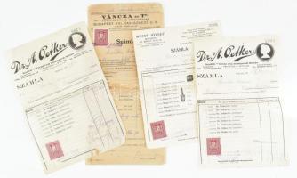 1928 4 db fejléces számla (Dr. Oetker, Váncza, Weiss, stb.)
