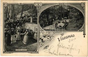 1909 Visegrád, Mátyás forrás, Fröhlich vendéglő, étterem. Zoller József kiadása, Art Nouveau, floral