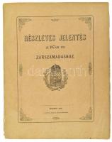 Részletes jelentés az 1875. évre, az állami háztartás, az állami vagyon kezelése körül szerzett számviteli tapasztalatokról, és az állami-adósságok ellenőrzéséről. Az Országgyűlés elé terjeszti a M. K. Állami Számvevőszék, Gajzágó Salamon elnök. Bp., 1876, Magyar Királyi Államnyomda, 136 p. Kiadói papírkötés, kissé sérült gerinccel.