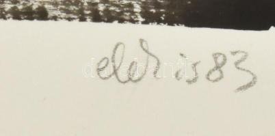 Elek István (1944-2011): Párhuzamok (cím nélkül), 1983. Tus, papír. jelzett. Paszpartuban. 30,5x43 c...