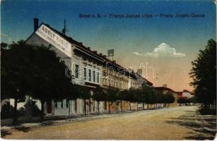 1917 Bród, Nagyrév, Slavonski Brod, Brod na Savi; Franje Josipa ulica / Ferenc József utca, Adolf Kisic üzlete / street, shop (szakadás / tear)