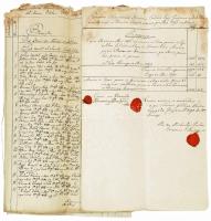 1798-1807 4 db viaszpecsétes pénzügyi és egyéb elszámolás