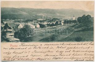 1902 Puhó, Púchov; Reismann kiadása + "ZSOLNA-POZSONY 48. SZ" vasúti mozgóposta (fl)