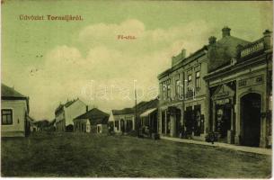 1910 Tornalja, Safárikovo, Tornala; Fő utca, Krámer Áron műtrágya raktára, ecet gyár, Weisz Mihály üzlete. Divald Károly fia / main street, shops, vinegar factory (r)