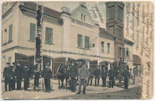 1906 Csáktornya, Cakovec; Önkéntes tűzoltó laktanya. Fischel Fülöp (Strausz Sándor) kiadása / Volunteer firefighters barracks (Rb)
