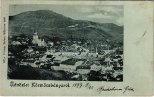 1917 Varannó, Vranov nad Toplou; látkép, Fő utca, üzletek / main street, shops + "VARANNÓ-TŐKE TEREBES 324" vasúti mozgóposta (EK)