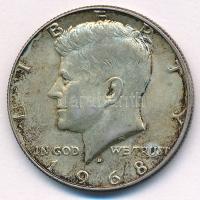 Amerikai Egyesült Államok 1968D 1/2$ Ag "Kennedy" T:XF patina USA 1968D 1/2 Dollar Ag "Kennedy" C:XF patina Krause KM#202a