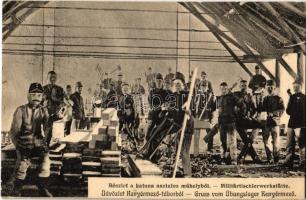 1911 Esztergom-Kenyérmező tábor, Részlet a katona asztalos műhelyből. Kaufmann F. kiadása (EK)