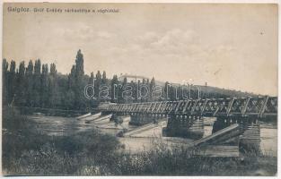 1910 Galgóc, Hlohovec; Vág híd, Gróf Erdődy várkastély. Bródy Simon kiadása / Váh river bridge, castle (fl)