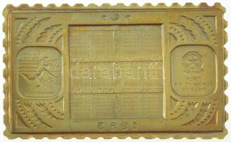 1983. "Naptár / Női Kézilabda VB" bronz bélyegérem eredeti, de sérült ÁPV tokban (22x37mm)...