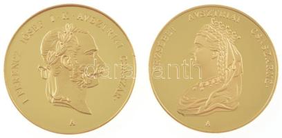 DN "Koronázás szett - 1867" aranyozott rézötvözet utánveret emlékérem pár, kapszulában, dísztokban, tanúsítvánnyal (összesen 2000 példányban készült), (38,61mm) T:PP