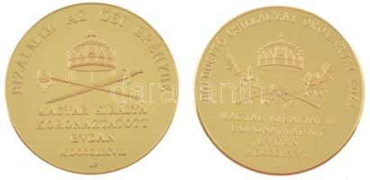 DN "Koronázás szett - 1867" aranyozott rézötvözet utánveret emlékérem pár, kapszulában, dí...