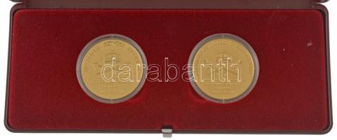 DN "Koronázás szett - 1867" aranyozott rézötvözet utánveret emlékérem pár, kapszulában, dí...