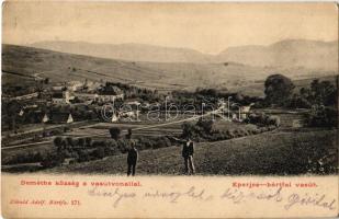 Deméte, Demjata; Deméthe község a vasútvonallal. Eperjes-Bártfai vasút. Divald Adolf 168. / Presov-Bardejov railway line (fl)