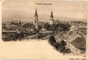 Zólyom, Zvolen; Fő tér, templomok. Nagy László kiadása / main square, churches (EK)