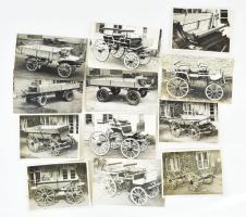 Kocsik, sétakocsik, hintók, 12 db fotó, némelyik sérüléssel, 9×12 és 9×14 cm-es méretben