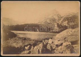 1887 A Poprádi-tó, Tátra, keményhátú fotó Divald Károly eperjesi műterméből, 11×16,5 cm