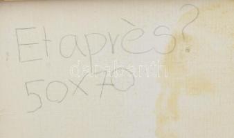 Nagy (Boglárka) Alíz (2001-): Etapres? Olaj, vászon. Jelezve balra lent, hátoldalán autográf felirat...