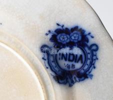 cca 1860-1880 Villeroy & Boch India Flow Blue madármintás süteményes tál. Jelzéssel, mázelszínez...