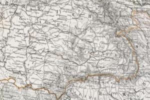 Ost-Europa (Magyaroszág, Erdély, Románia, Bulgária, Törökország szenezett rézmetszetű térképe Stiele...