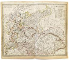 1840 Germany general map. Németroszág általános térképe Published by teh Society for Diffusion of Useful Knowledge. Színezett acélmetszet J&C Walker 390x315 mm