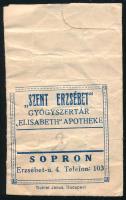 Szent Erzsébet Gyógyszertár Sopron receptboríték