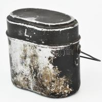 cca 1941 Wehrmacht M31 német katonai fém ételhordó csajka, jelzett: L&SL 41, viseltes, kopott állapotban, 16x11x16 cm / WW2 German military mess kit, in worn condition