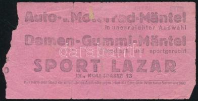 1934 Ausztria-Magyarország futballmérkőzés (5:2) belépőjegye