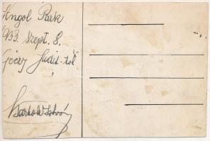 1933 Angol Park, Cserkész Nagymagyarország és a mai Magyarország körvonalaival. Kézzel rajzolt irred...