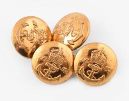 Német Császári Haditengerészet (Kaiserliche Marine) egyenruha gombok, 4 db, aranyozott fém, jelzéssel, d: 18 mm / Imperial German Navy uniform buttons, 4 pcs