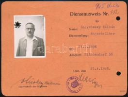 1945 Linz, fényképes szolgálati igazolvány