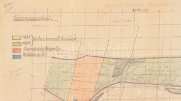 cca 1952 Akali Kísérleti Gazdaság parcellázási térképe, 1:10 000, 23×47 cm