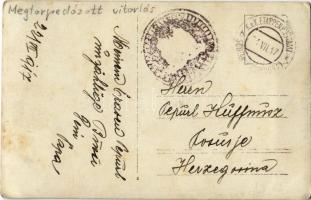 1917 Osztrák-magyar haditengerészet által megtorpedózott vitorlás. Tábori posta képeslap negatív bél...