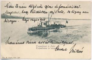 1905 K.u.K. Kriegsmarine Torpedoboot in Fahrt / Torpediniera in corsa / Osztrák-Magyar Haditengerészet torpedónaszádja. M. Clapis / Austro-Hungarian Navy torpedo boat (EB)